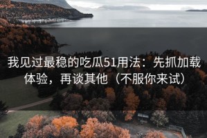 我见过最稳的吃瓜51用法：先抓加载体验，再谈其他（不服你来试）
