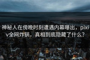 神秘人在傍晚时刻遭遇内幕曝出，pixiv全网炸锅，真相到底隐藏了什么？