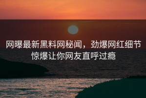 网曝最新黑料网秘闻，劲爆网红细节惊爆让你网友直呼过瘾