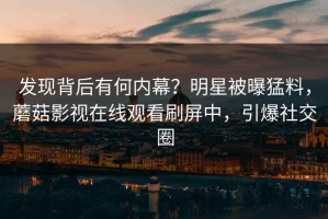 发现背后有何内幕？明星被曝猛料，蘑菇影视在线观看刷屏中，引爆社交圈