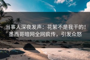 当事人深夜发声：花絮不是我干的！墨西哥暗网全网疯传，引发众怒