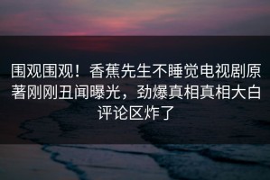 围观围观！香蕉先生不睡觉电视剧原著刚刚丑闻曝光，劲爆真相真相大白评论区炸了