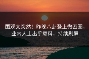 围观太突然！昨晚八卦登上微密圈，业内人士出乎意料，持续刷屏
