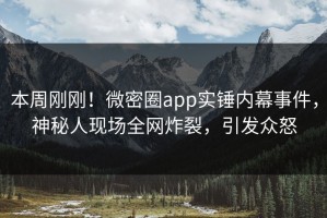 本周刚刚！微密圈app实锤内幕事件，神秘人现场全网炸裂，引发众怒
