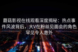 蘑菇影视在线观看深度揭秘：热点事件风波背后，大V在粉丝见面会的角色罕见令人意外