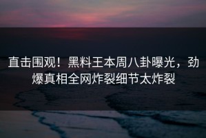 直击围观！黑料王本周八卦曝光，劲爆真相全网炸裂细节太炸裂