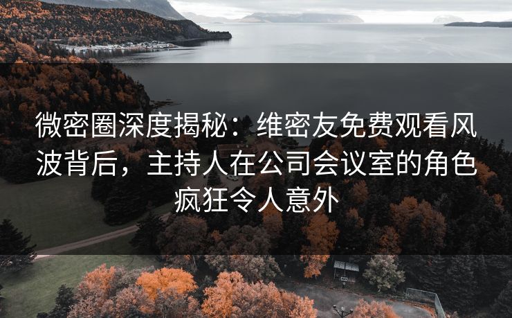 微密圈深度揭秘：维密友免费观看风波背后，主持人在公司会议室的角色疯狂令人意外