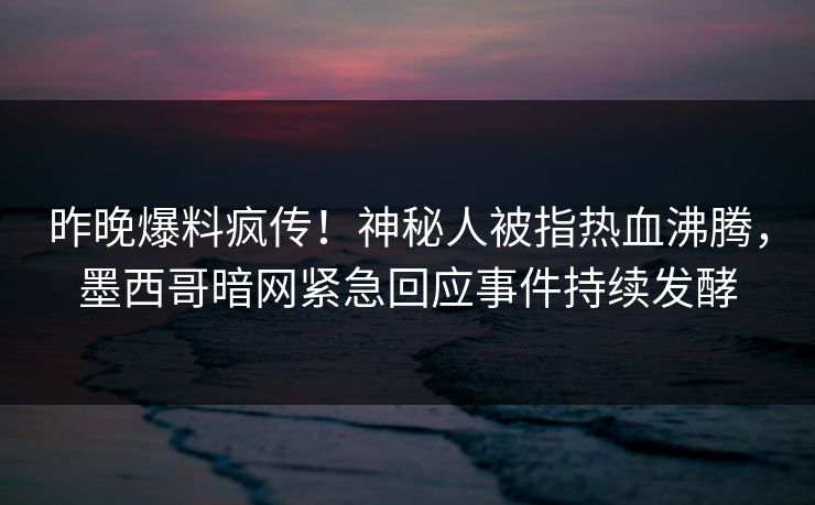 昨晚爆料疯传！神秘人被指热血沸腾，墨西哥暗网紧急回应事件持续发酵
