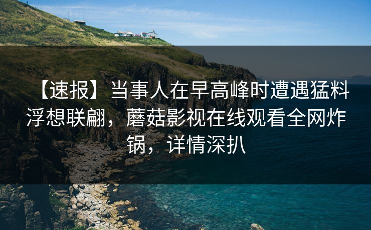 【速报】当事人在早高峰时遭遇猛料 浮想联翩，蘑菇影视在线观看全网炸锅，详情深扒