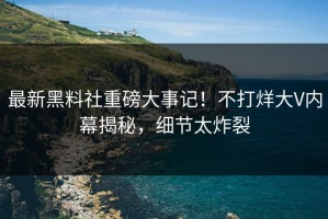 最新黑料社重磅大事记！不打烊大V内幕揭秘，细节太炸裂