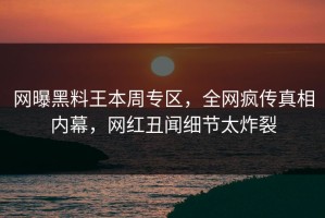 网曝黑料王本周专区，全网疯传真相内幕，网红丑闻细节太炸裂