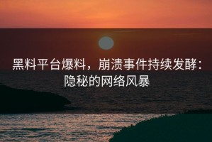 黑料平台爆料，崩溃事件持续发酵：隐秘的网络风暴