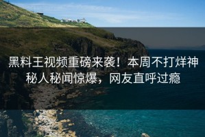 黑料王视频重磅来袭！本周不打烊神秘人秘闻惊爆，网友直呼过瘾