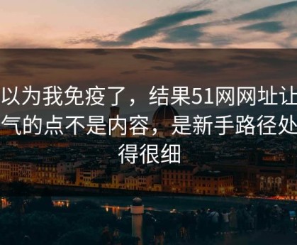 我以为我免疫了，结果51网网址让我服气的点不是内容，是新手路径处理得很细