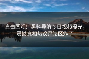 直击围观！黑料导航今日视频曝光，震撼真相热议评论区炸了