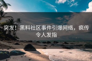 突发！黑料社区事件引爆网络，疯传令人发指