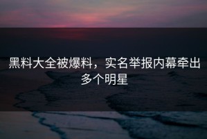 黑料大全被爆料，实名举报内幕牵出多个明星