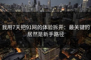 我用7天把91网的体验拆开：最关键的居然是新手路径