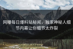 网曝每日爆料站秘闻，独家神秘人细节内幕让你细节太炸裂