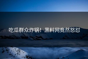 吃瓜群众炸锅！黑料网竟然怒怼