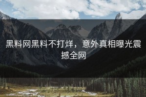 黑料网黑料不打烊，意外真相曝光震撼全网