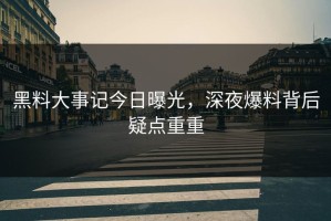 黑料大事记今日曝光，深夜爆料背后疑点重重