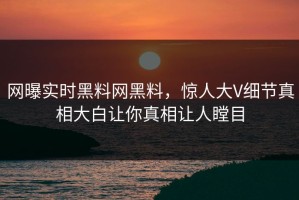 网曝实时黑料网黑料，惊人大V细节真相大白让你真相让人瞠目