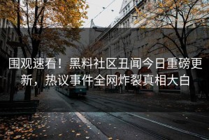 围观速看！黑料社区丑闻今日重磅更新，热议事件全网炸裂真相大白