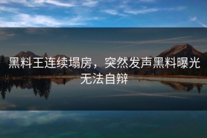 黑料王连续塌房，突然发声黑料曝光无法自辩