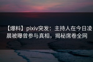 【爆料】pixiv突发：主持人在今日凌晨被曝曾参与真相，揭秘席卷全网