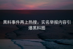 黑料事件再上热搜，实名举报内容引爆黑料圈