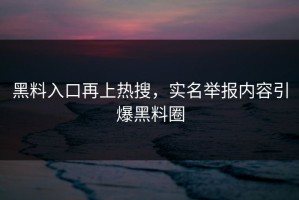 黑料入口再上热搜，实名举报内容引爆黑料圈