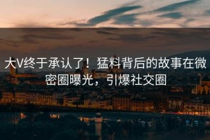 大V终于承认了！猛料背后的故事在微密圈曝光，引爆社交圈