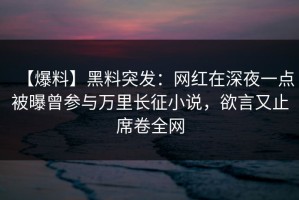 【爆料】黑料突发：网红在深夜一点被曝曾参与万里长征小说，欲言又止席卷全网