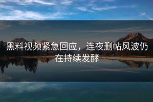 黑料视频紧急回应，连夜删帖风波仍在持续发酵