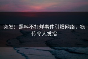 突发！黑料不打烊事件引爆网络，疯传令人发指