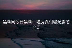 黑料网今日黑料，塌房真相曝光震撼全网