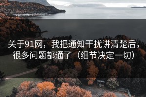 关于91网，我把通知干扰讲清楚后，很多问题都通了（细节决定一切）
