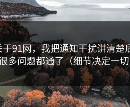关于91网，我把通知干扰讲清楚后，很多问题都通了（细节决定一切）