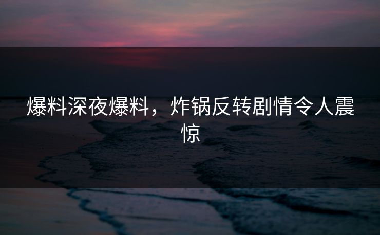 爆料深夜爆料，炸锅反转剧情令人震惊