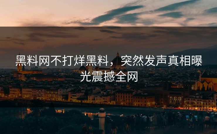 黑料网不打烊黑料，突然发声真相曝光震撼全网