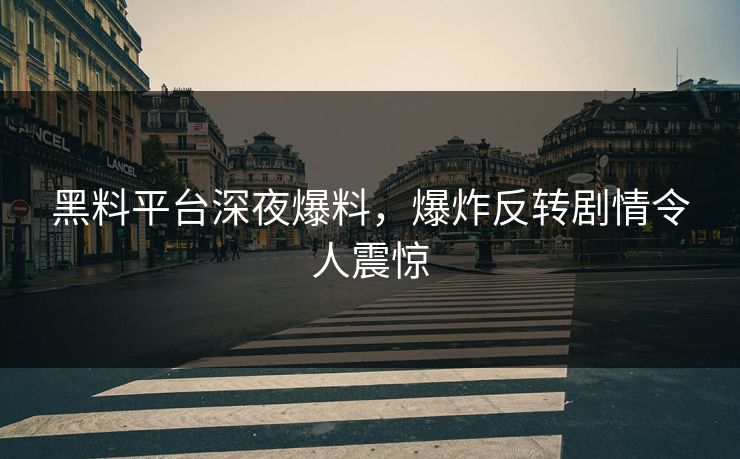 黑料平台深夜爆料，爆炸反转剧情令人震惊