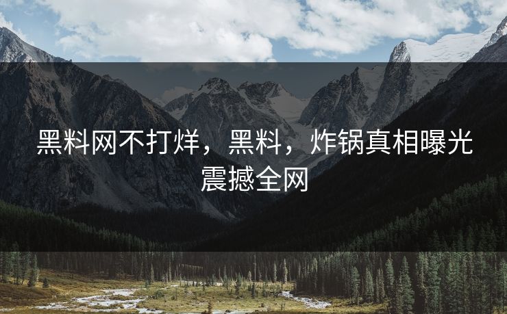 黑料网不打烊，黑料，炸锅真相曝光震撼全网