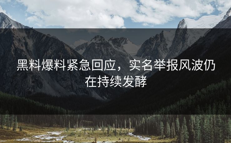 黑料爆料紧急回应，实名举报风波仍在持续发酵