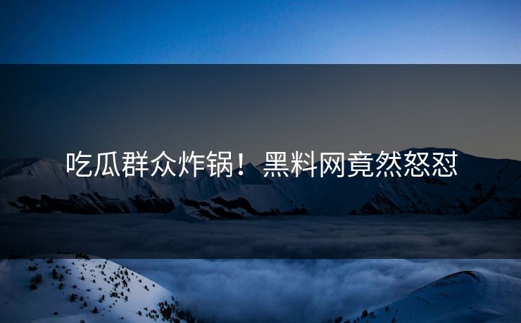 吃瓜群众炸锅！黑料网竟然怒怼
