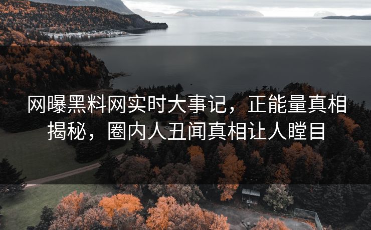 网曝黑料网实时大事记，正能量真相揭秘，圈内人丑闻真相让人瞠目