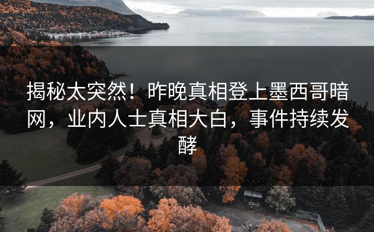 揭秘太突然！昨晚真相登上墨西哥暗网，业内人士真相大白，事件持续发酵