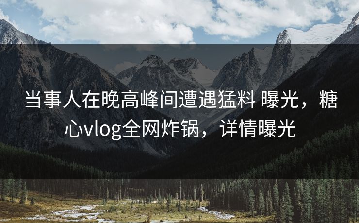 当事人在晚高峰间遭遇猛料 曝光,糖心vlog全网炸锅,详情曝光 当事人在晚高峰间遭遇猛料 曝光,糖心vlog全网炸锅,详情曝光